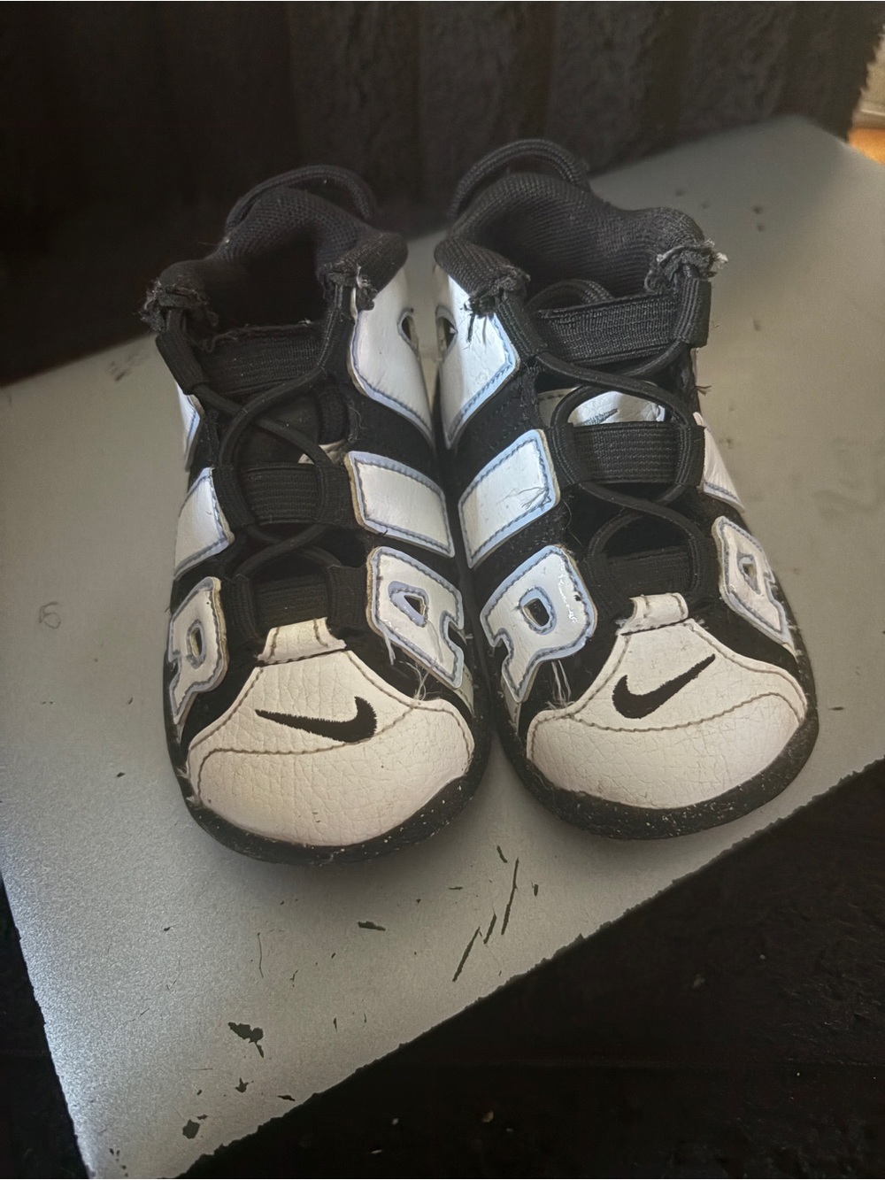 Nike Kids Black and White Swoosh Strap Sneakers